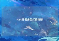 PUBG好看角色打造秘籍