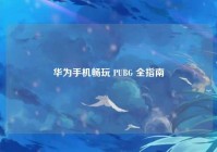 华为手机畅玩 PUBG 全指南
