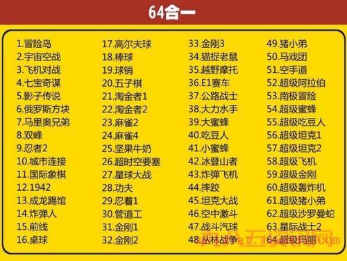 小霸王84合一游戏列表，84款经典游戏一次看个爽！