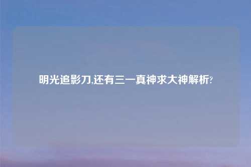 明光追影刀,还有三一真神求大神解析?