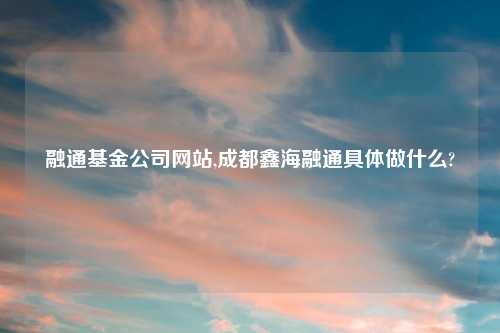 融通基金公司网站,成都鑫海融通具体做什么?