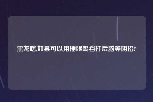 黑龙瞎,如果可以用插眼踢裆打后脑等阴招?