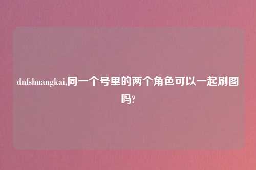 dnfshuangkai,同一个号里的两个角色可以一起刷图吗?