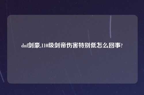 dnf剑豪,110级剑帝伤害特别低怎么回事?