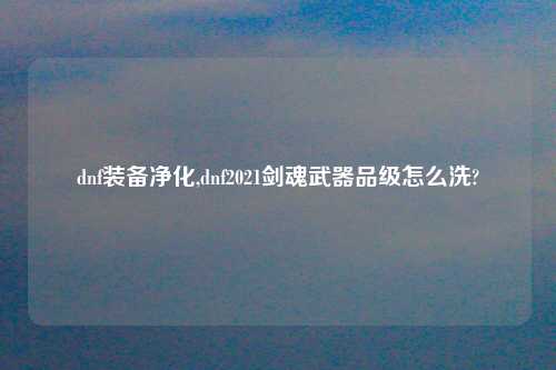 dnf装备净化,dnf2021剑魂武器品级怎么洗?