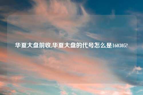 华夏大盘前收,华夏大盘的代号怎么是160305?