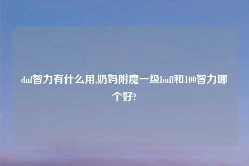 dnf智力有什么用,奶妈附魔一级buff和100智力哪个好?