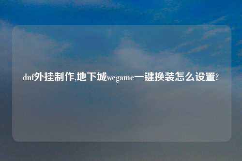 dnf外挂制作,地下城wegame一键换装怎么设置?