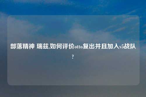 部落精神 瑞兹,如何评价otto复出并且加入v5战队?