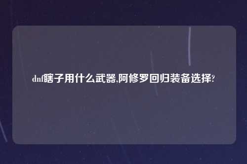 dnf瞎子用什么武器,阿修罗回归装备选择?