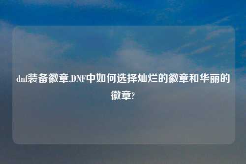 dnf装备徽章,DNF中如何选择灿烂的徽章和华丽的徽章?