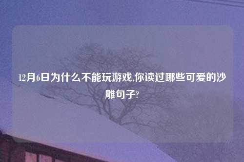 12月6日为什么不能玩游戏,你读过哪些可爱的沙雕句子?