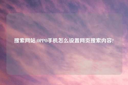 搜索网站,OPPO手机怎么设置网页搜索内容?