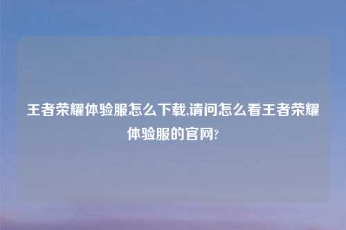 王者荣耀体验服怎么怎么玩,请问怎么看王者荣耀体验服的官网?