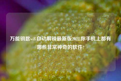 万能钥匙wifi自动解锁最新版2022,你手机上都有哪些非常神奇的软件?