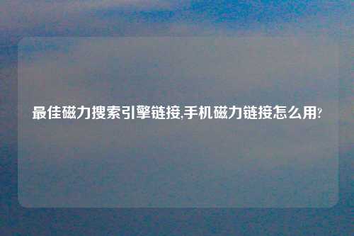 最佳磁力搜索引擎链接,手机磁力链接怎么用?
