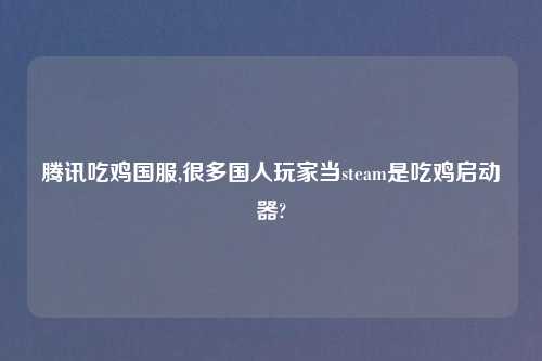 腾讯吃鸡国服,很多国人玩家当steam是吃鸡启动器?