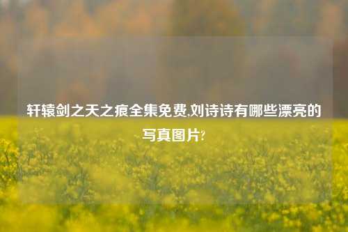 轩辕剑之天之痕全集免费,刘诗诗有哪些漂亮的写真图片?