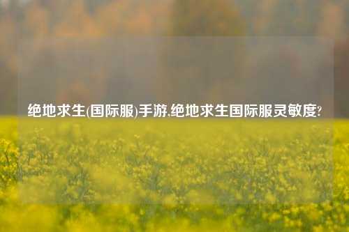 绝地求生(国际服)手游,绝地求生国际服灵敏度?