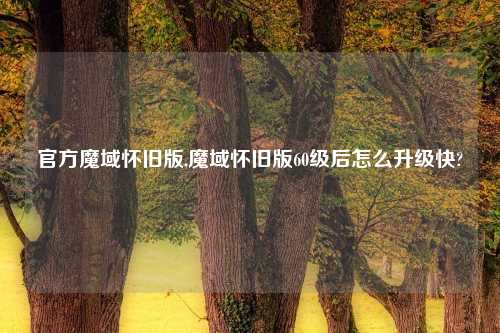 官方魔域怀旧版,魔域怀旧版60级后怎么升级快?