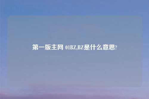 第一版主网 01BZ,BZ是什么意思?