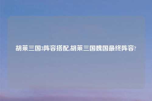 胡莱三国3阵容搭配,胡莱三国魏国最终阵容?