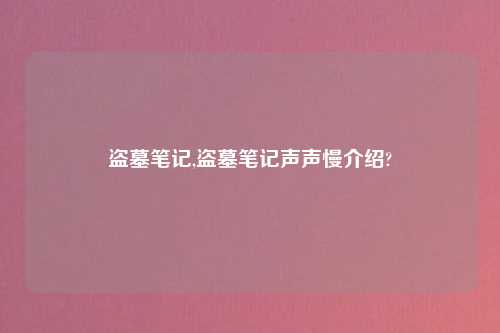 盗墓笔记,盗墓笔记声声慢介绍?