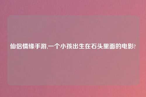 仙侣情缘手游,一个小孩出生在石头里面的电影?