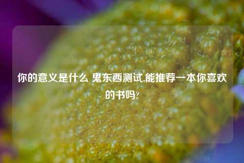 你的意义是什么 鬼东西测试,能推荐一本你喜欢的书吗?
