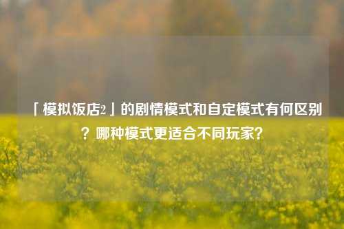 「模拟饭店2」的剧情模式和自定模式有何区别？哪种模式更适合不同玩家？