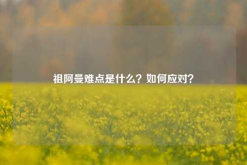 祖阿曼难点是什么？如何应对？