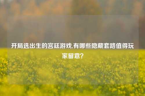 开局选出生的宫廷游戏,有哪些隐藏套路值得玩家留意？