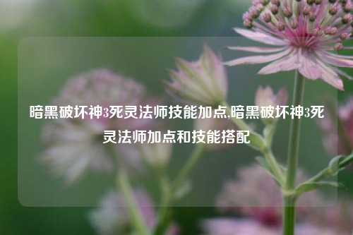 暗黑破坏神3死灵法师技能加点,暗黑破坏神3死灵法师加点和技能搭配