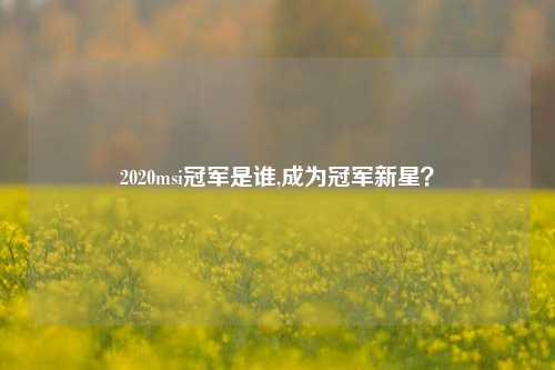 2020msi冠军是谁,成为冠军新星？