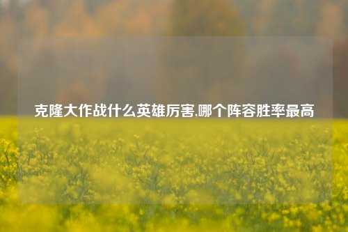 克隆大作战什么英雄厉害,哪个阵容胜率最高