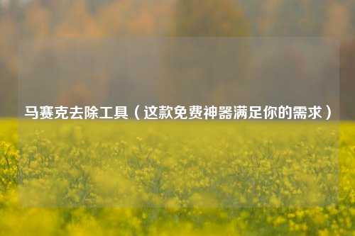 马赛克去除工具（这款免费神器满足你的需求）