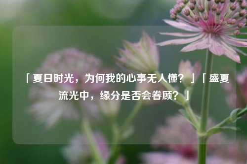 「夏日时光，为何我的心事无人懂？」「盛夏流光中，缘分是否会眷顾？」