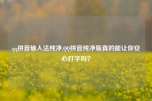 qq拼音输入法纯净,QQ拼音纯净版真的能让你安心打字吗？
