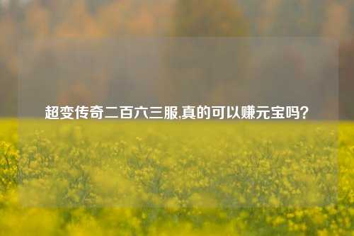 超变传奇二百六三服,真的可以赚元宝吗？