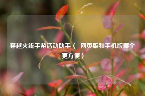 穿越火线手游活动助手（  网页版和手机版哪个更方便）