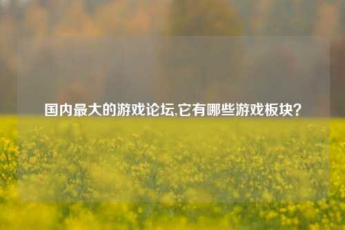 国内最大的游戏论坛,它有哪些游戏板块？