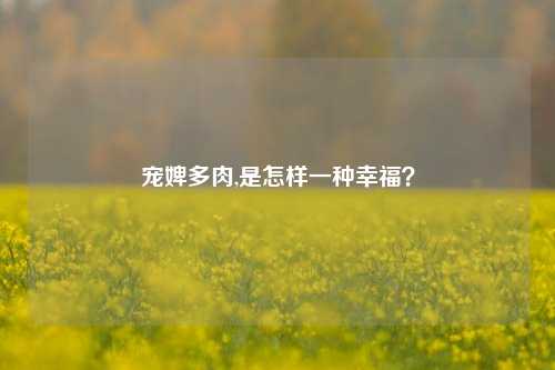 宠婢多肉,是怎样一种幸福？