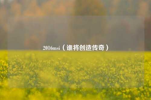 2016msi（谁将创造传奇）
