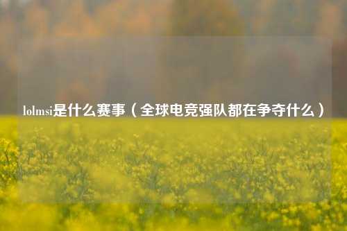 lolmsi是什么赛事（全球电竞强队都在争夺什么）