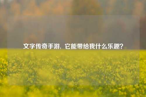 文字传奇手游,  它能带给我什么乐趣？