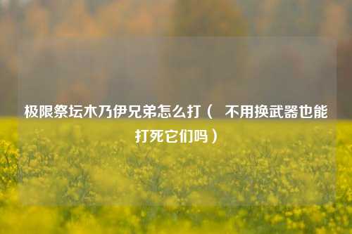 极限祭坛木乃伊兄弟怎么打（  不用换武器也能打死它们吗）