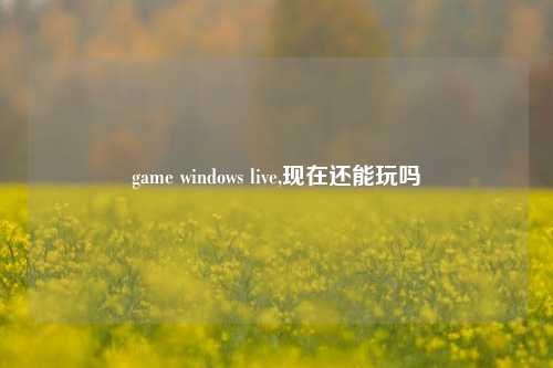 game windows live,现在还能玩吗