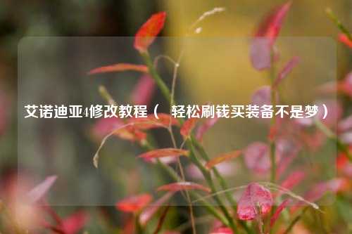 艾诺迪亚4修改教程（  轻松刷钱买装备不是梦）