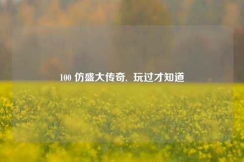100 仿盛大传奇,  玩过才知道