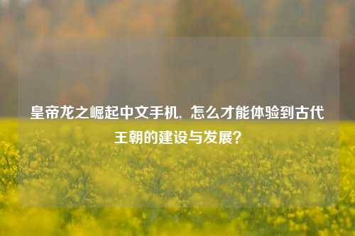 皇帝龙之崛起中文手机,  怎么才能体验到古代王朝的建设与发展？